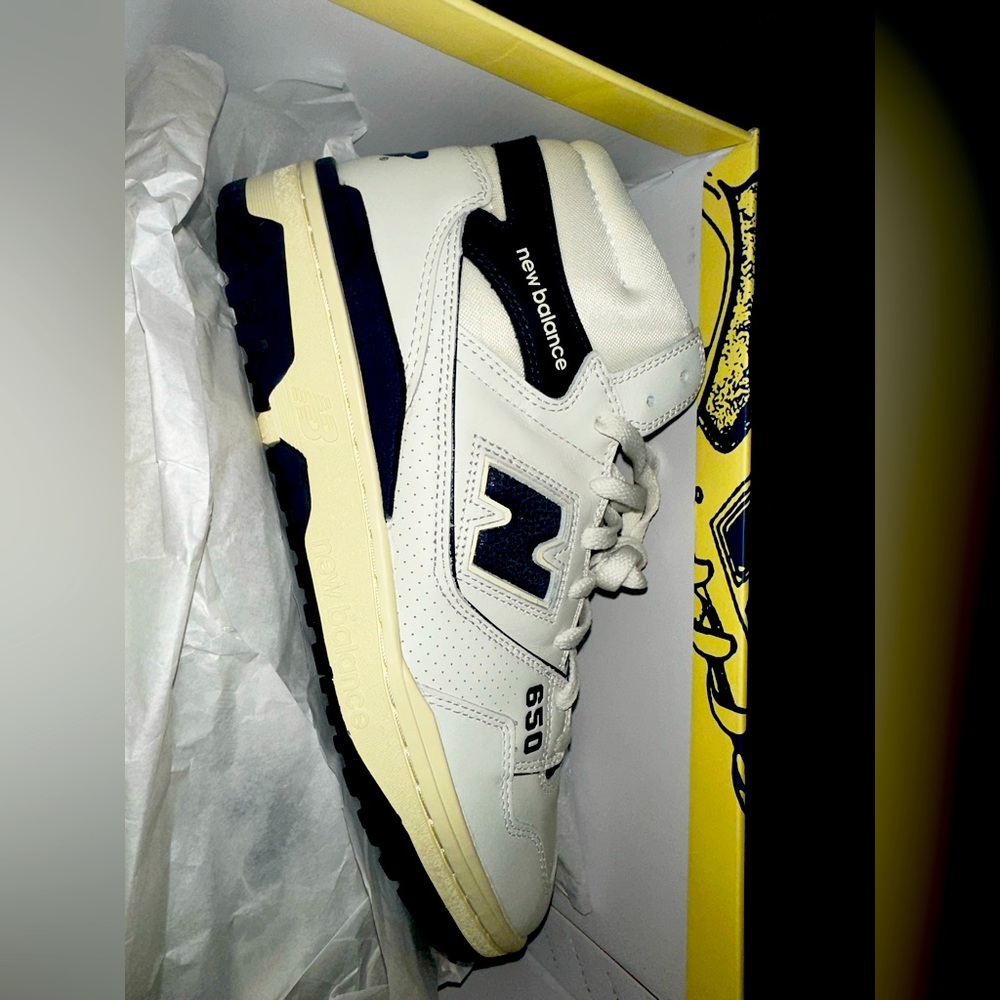 new balance aime leon dore 650r size 10.5 navy; nb, ald